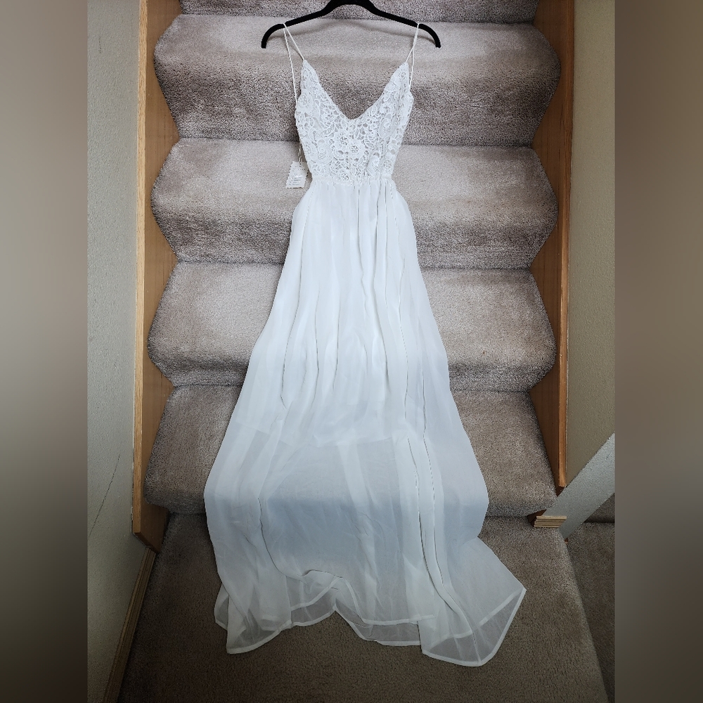 White Open Back Dress